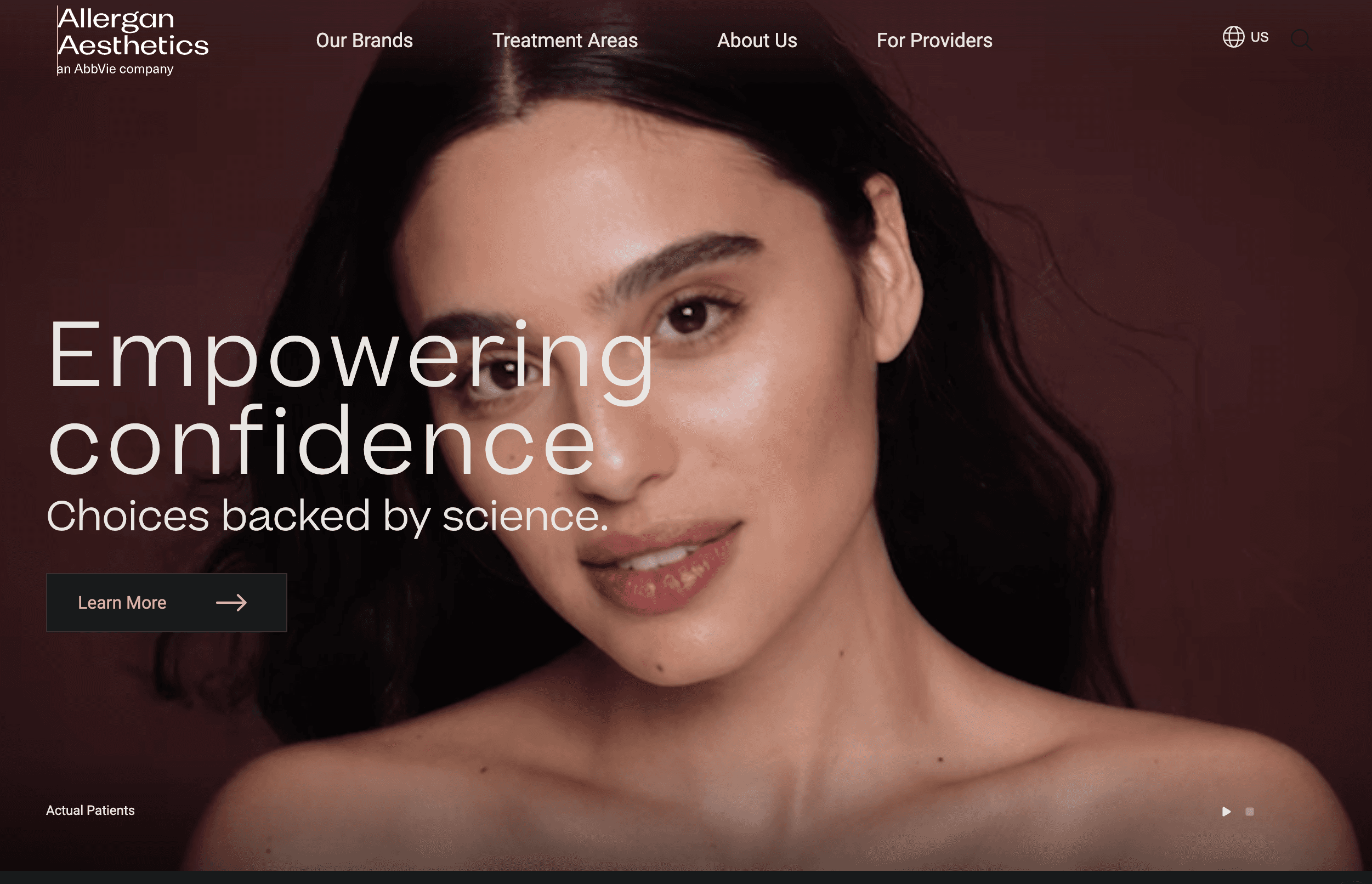 Picture of Allergan Aesthetic landing page