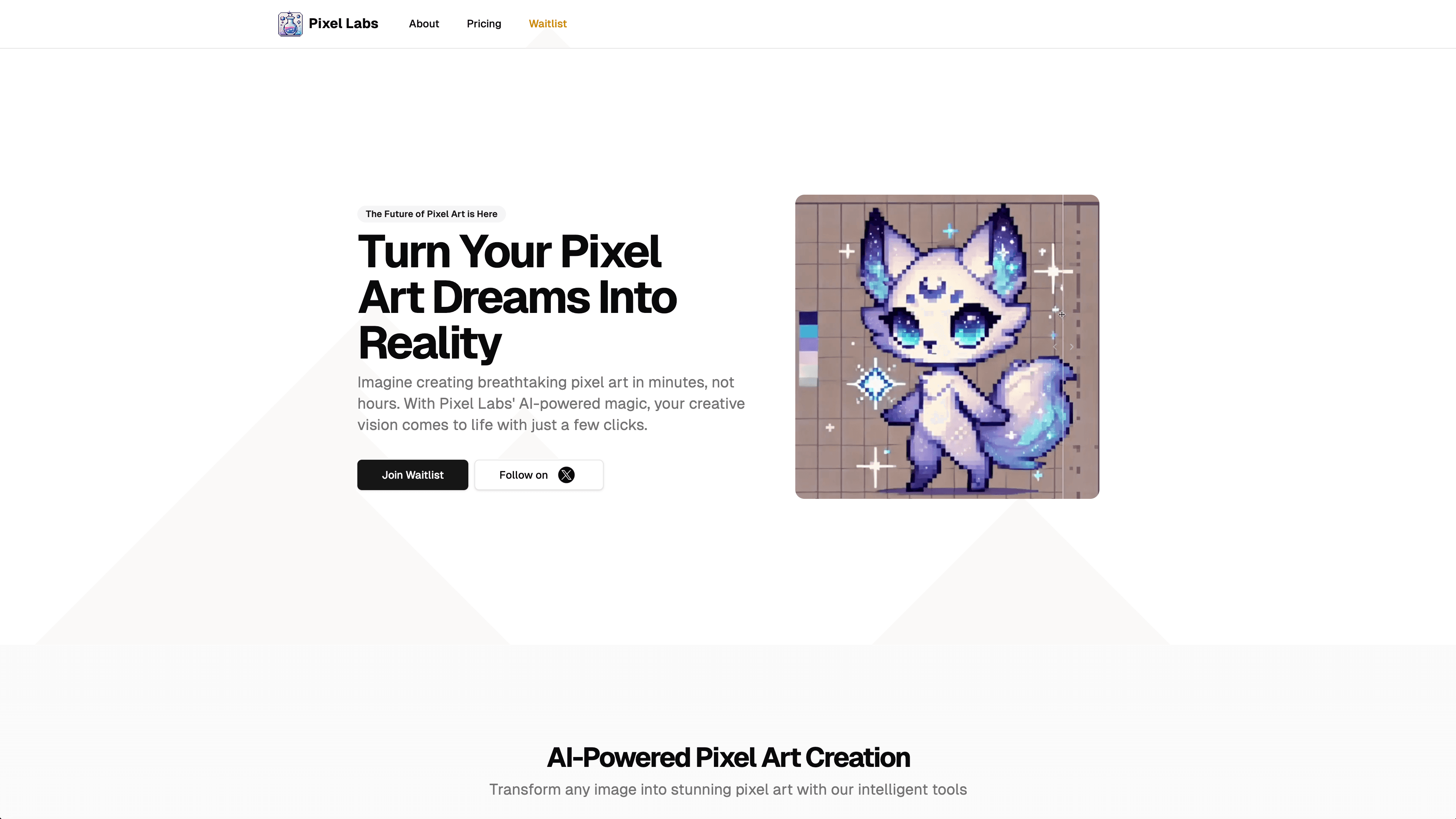 Picture the Pixel Labs landing page